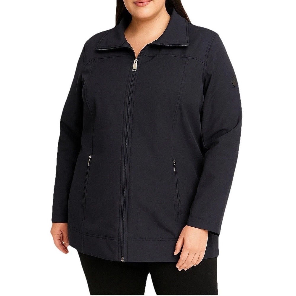 Andrew Marc Black Zip Jacket Women XL Water Repellent Coat
